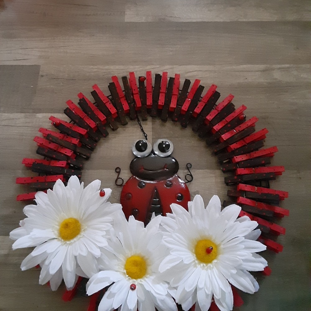 Ladybug clothespin wreath